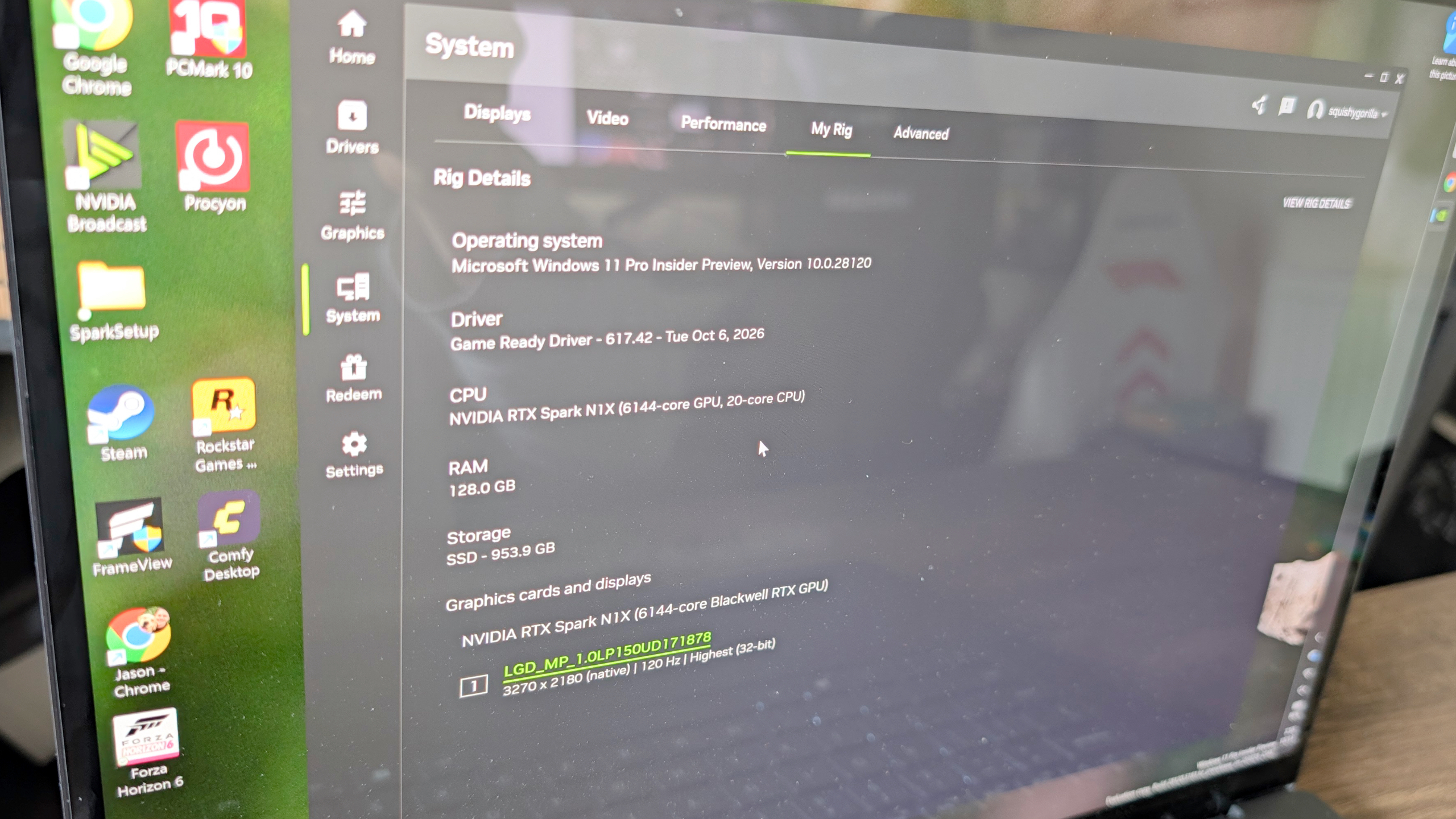 Giao diện thiết lập thông số phần cứng NVIDIA RTX Spark trên ứng dụng quản trị