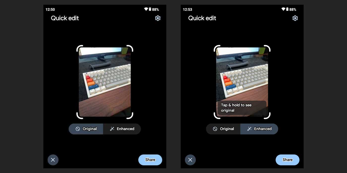 Màn hình chỉnh ảnh trước khi chia sẻ trên Google Photos