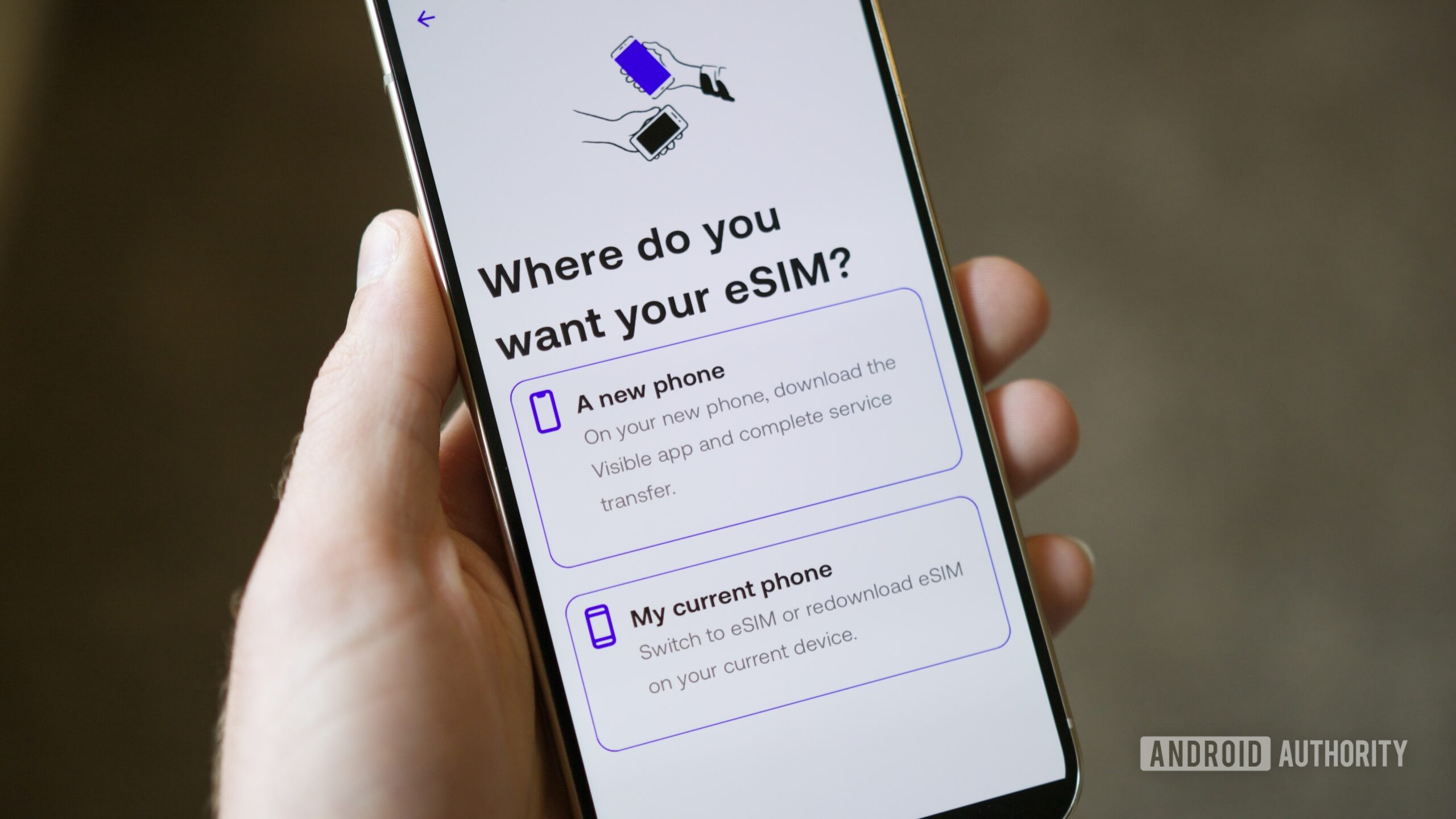 Màn hình chuyển eSIM của ứng dụng Visible
