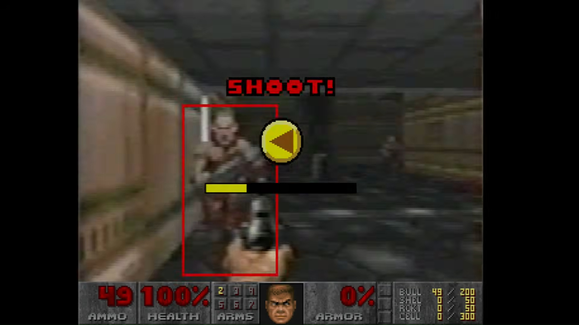 Màn hình Doom FMV với nút bấm và thanh thời gian