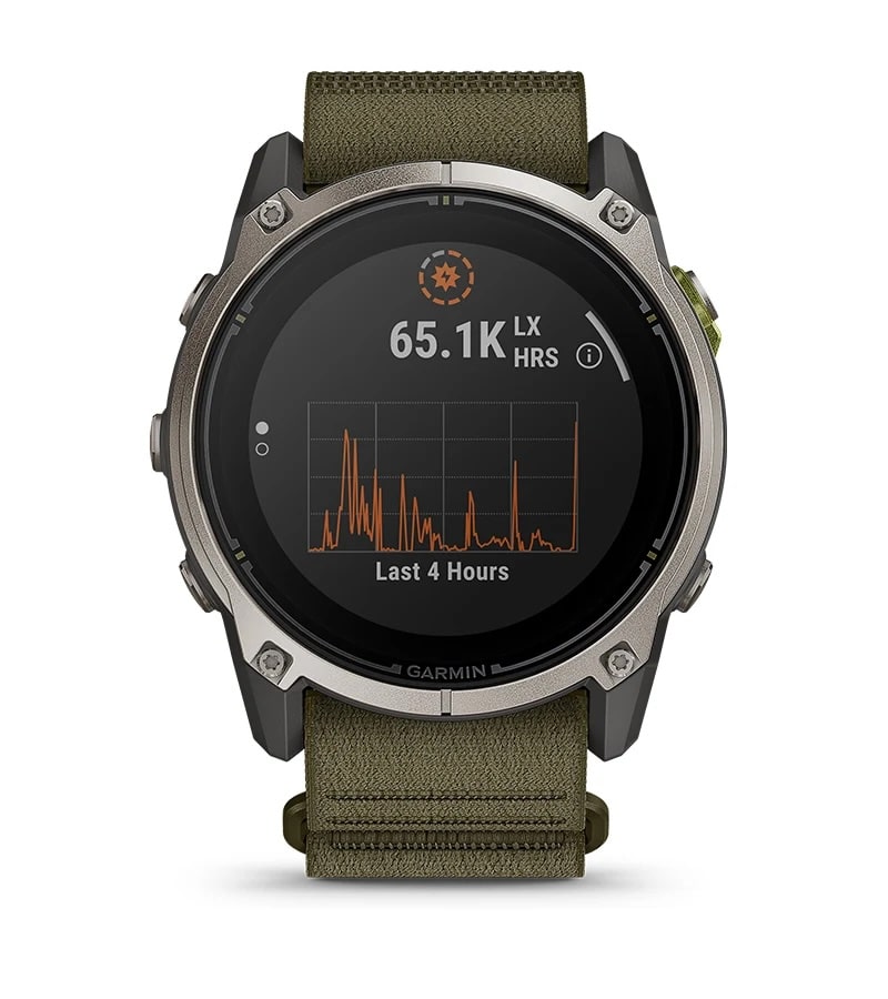 Màn hình Garmin Enduro 4 hiển thị biểu đồ sạc pin mặt trời
