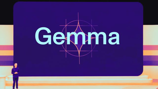 Màn hình giới thiệu Gemma trên sân khấu Google