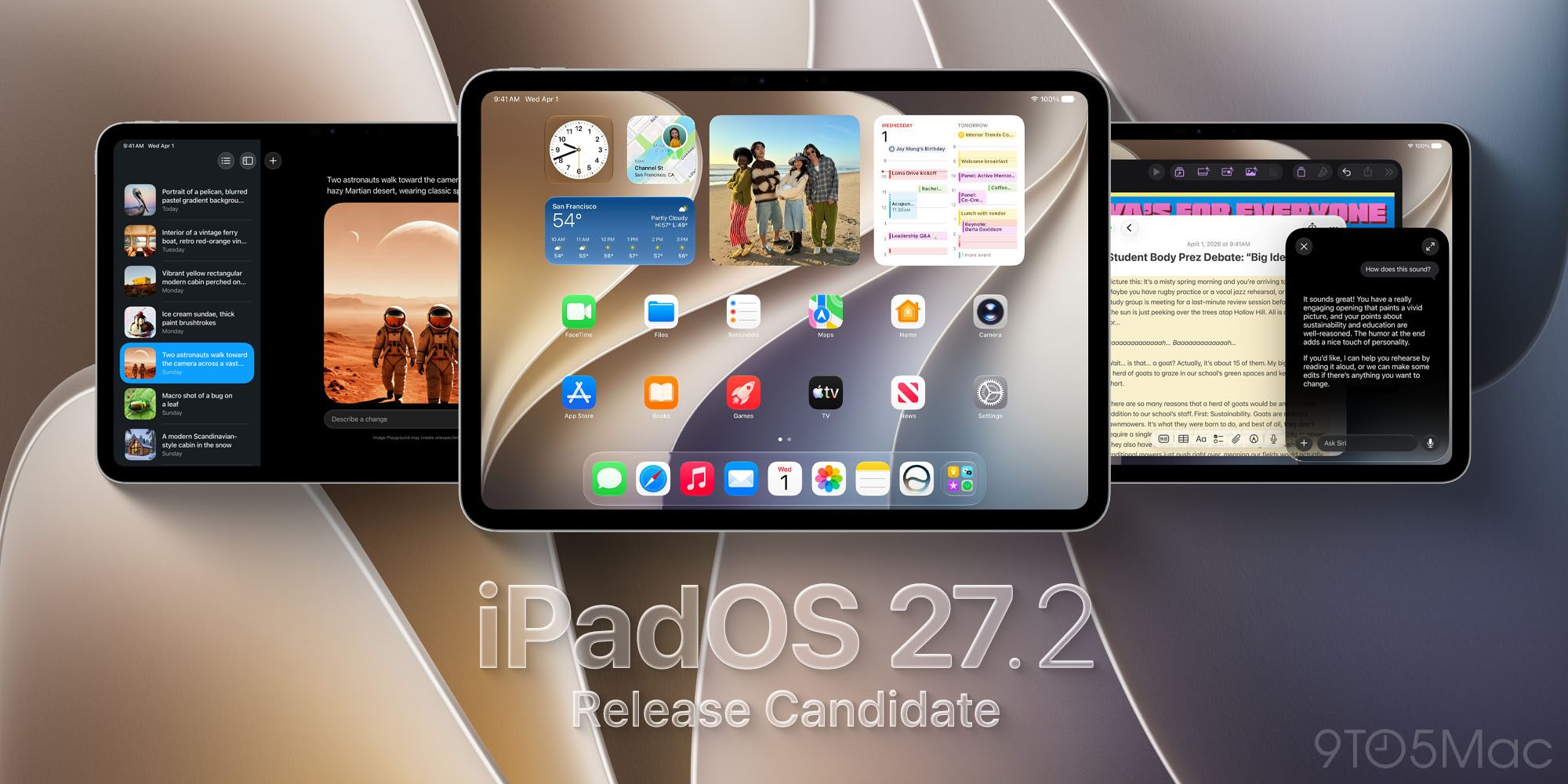 Màn hình iPadOS 27.2 Release Candidate trên iPad