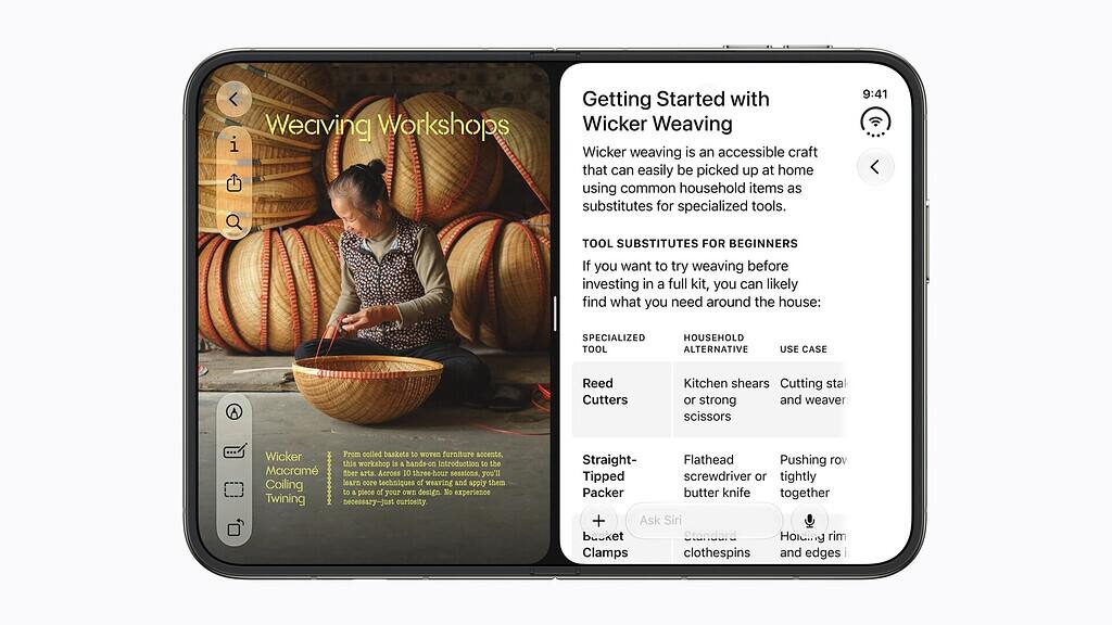 Màn hình trong iPhone Duo chia hai ứng dụng cạnh nhau