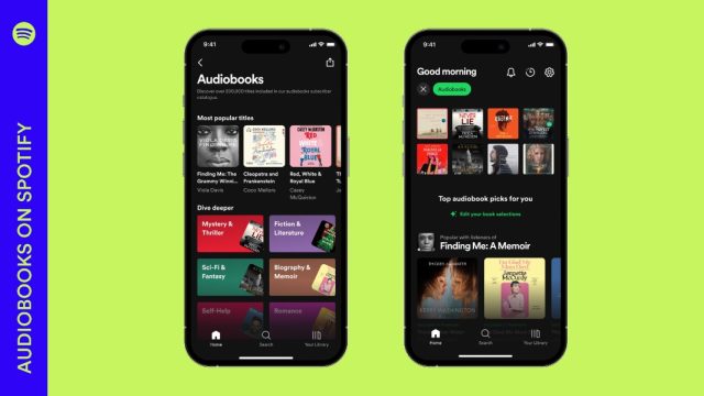 Màn hình mục Audiobooks và các tựa sách nói trong ứng dụng Spotify