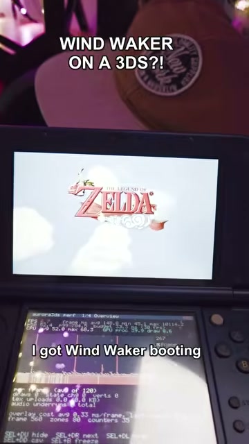 Màn hình New Nintendo 3DS XL hiển thị logo The Legend of Zelda: The Wind Waker