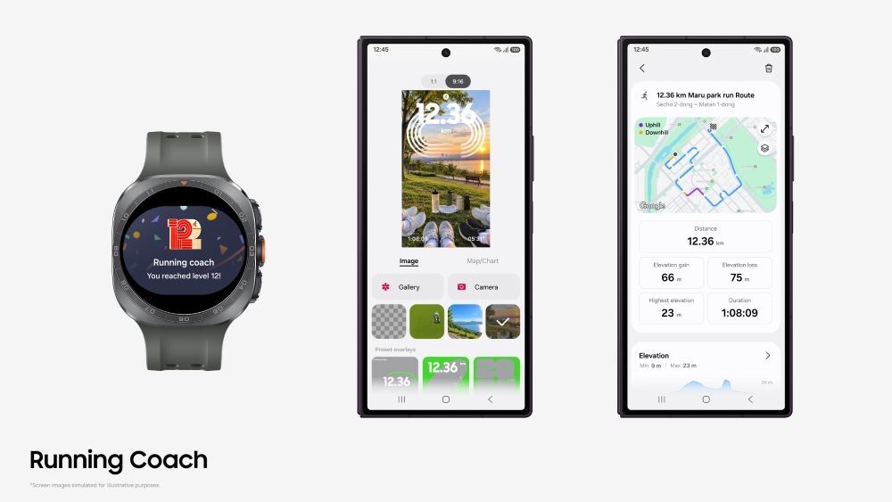 Màn hình Samsung Health Running Coach với các cấp độ luyện tập.