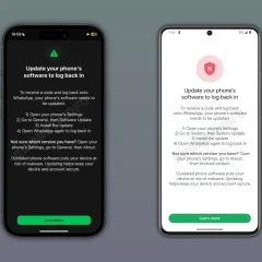 Màn hình WhatsApp yêu cầu cập nhật hệ điều hành trên thiết bị cũ