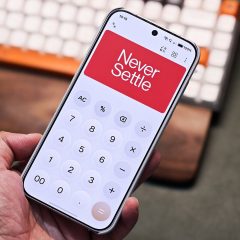 Mặt trước điện thoại OnePlus với khẩu hiệu Never Settle