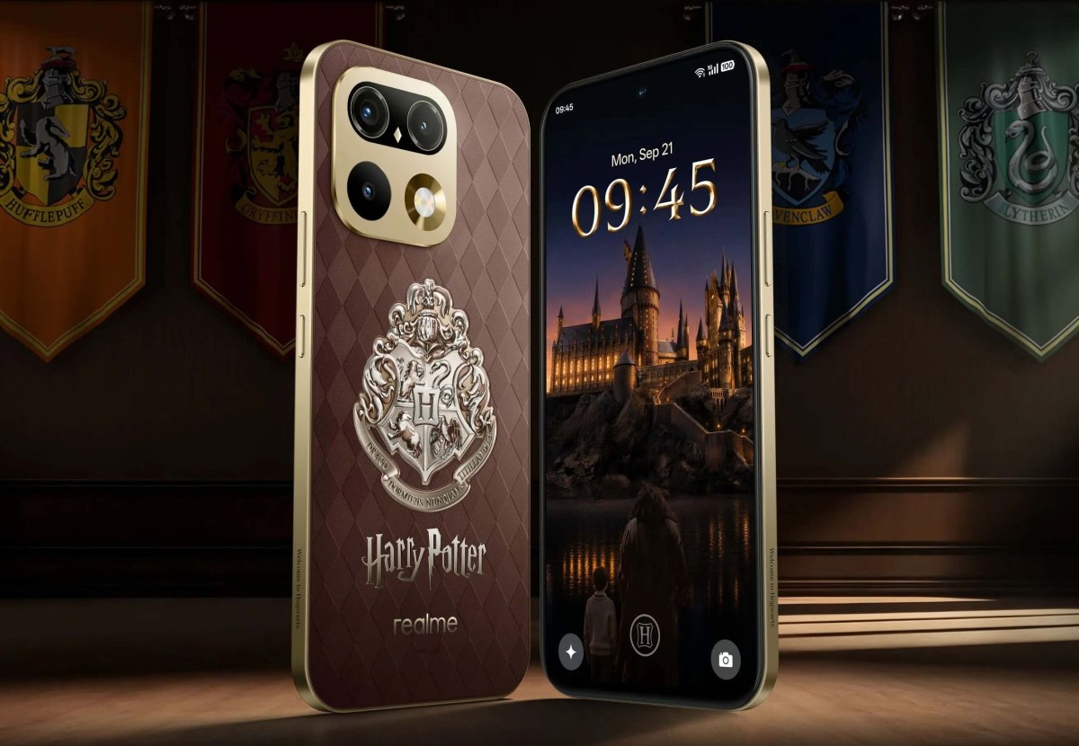 Mặt trước và mặt sau của điện thoại Realme 16 Pro 5G Harry Potter Edition.