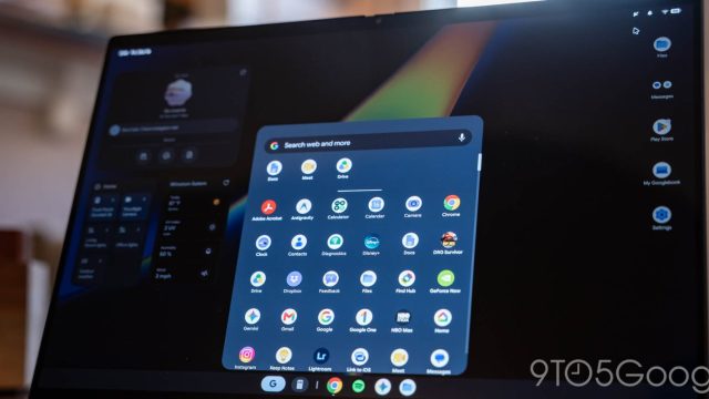 Máy tính Googlebook hiển thị màn hình chính
