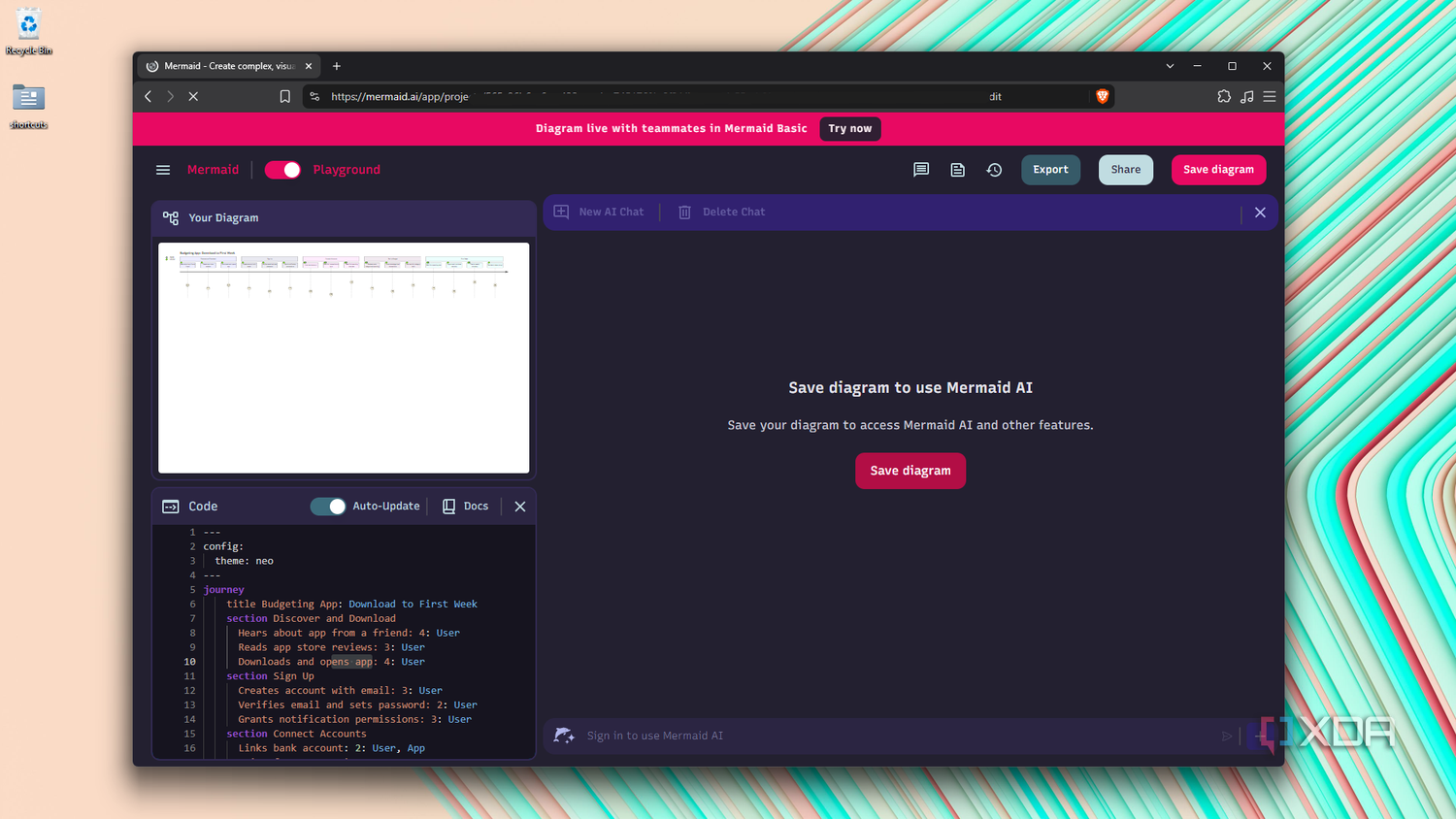 Mermaid first-time save gate for AI chat