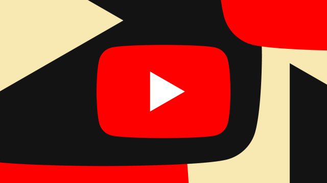 Minh họa biểu tượng YouTube trên nền đỏ, đen và vàng nhạt