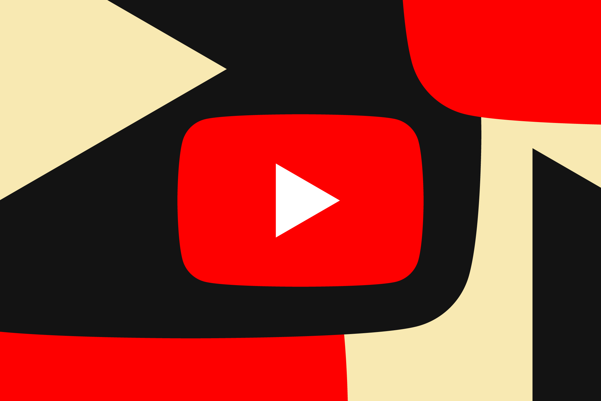 Minh họa biểu tượng YouTube trên nền đỏ, đen và vàng nhạt
