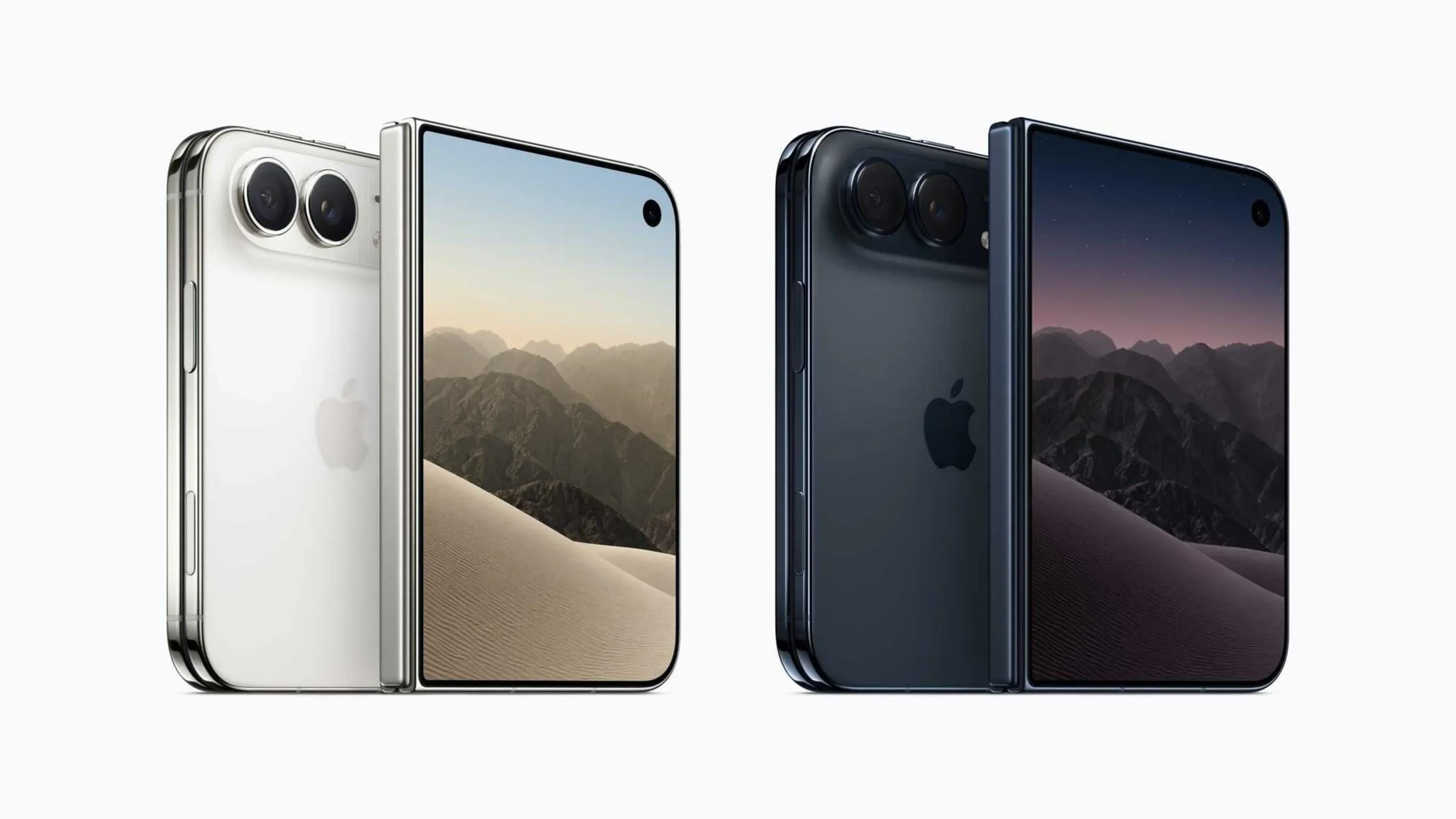 Hình minh họa iPhone gập với hai màu sáng và tối
