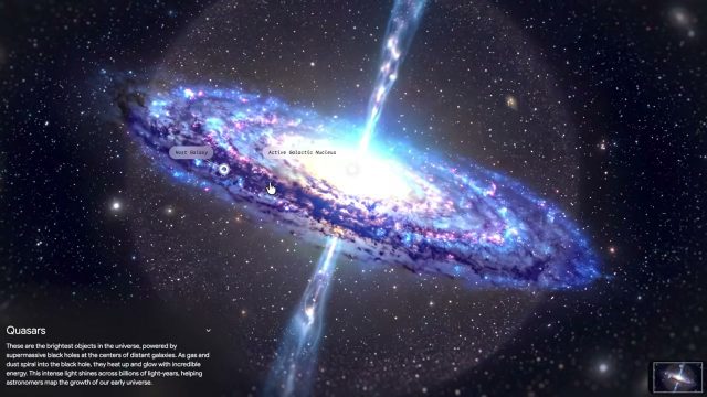 Mô hình thiên hà với các nhãn tương tác trong Gemini Immersive Explorations