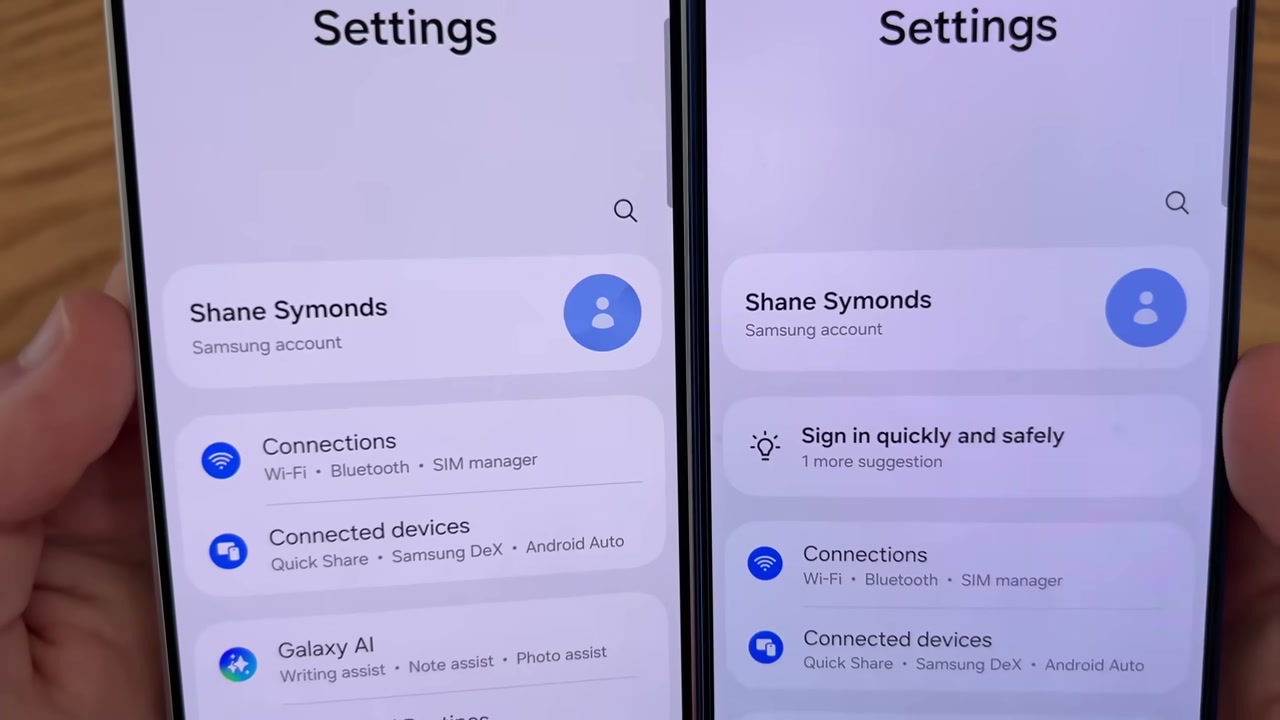 Giao diện Settings trên điện thoại Galaxy hiển thị tính năng Quick Share trong Connected devices.