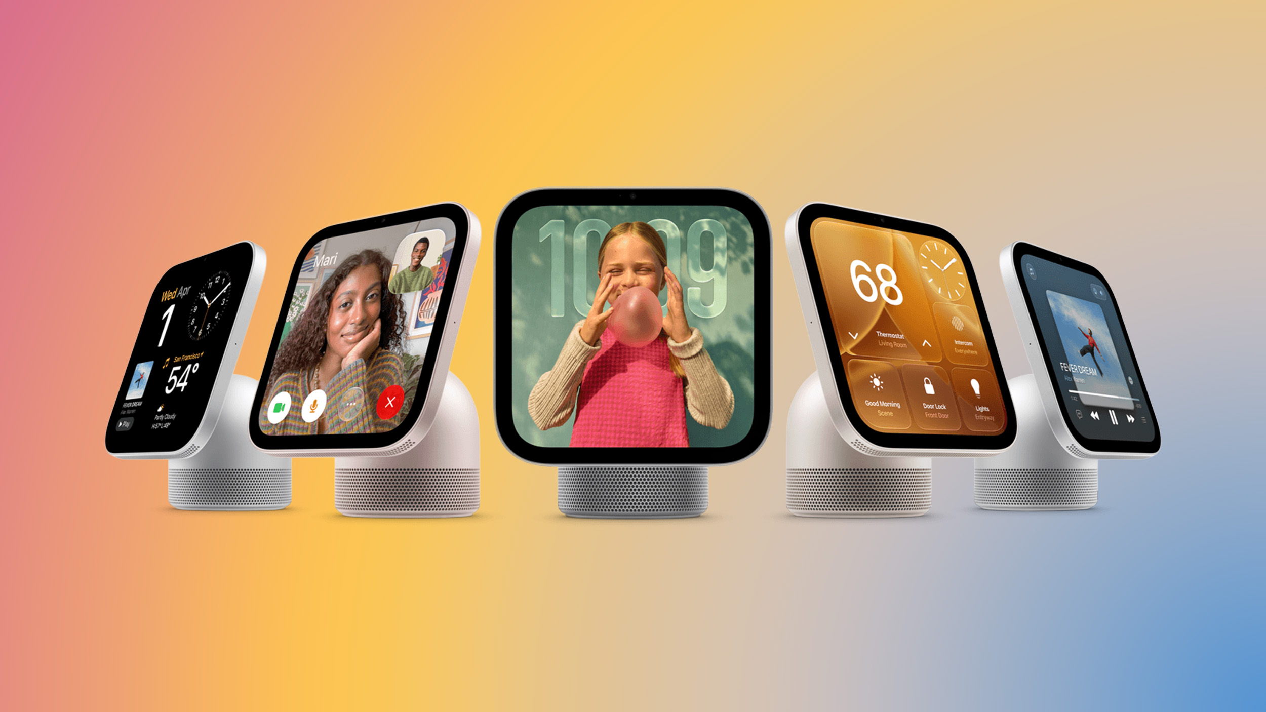 Năm màn hình HomeView xếp cạnh nhau với nhiều giao diện khác nhau