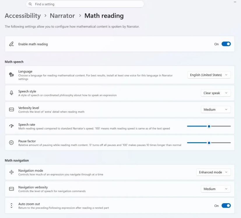 Narrator đọc phương trình toán học trên Windows 11