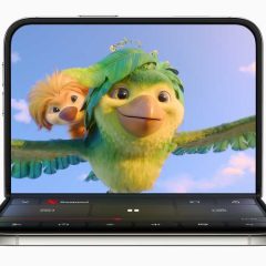 Netflix phát video ở màn hình trên và hiển thị điều khiển ở nửa dưới iPhone Duo gập chữ L