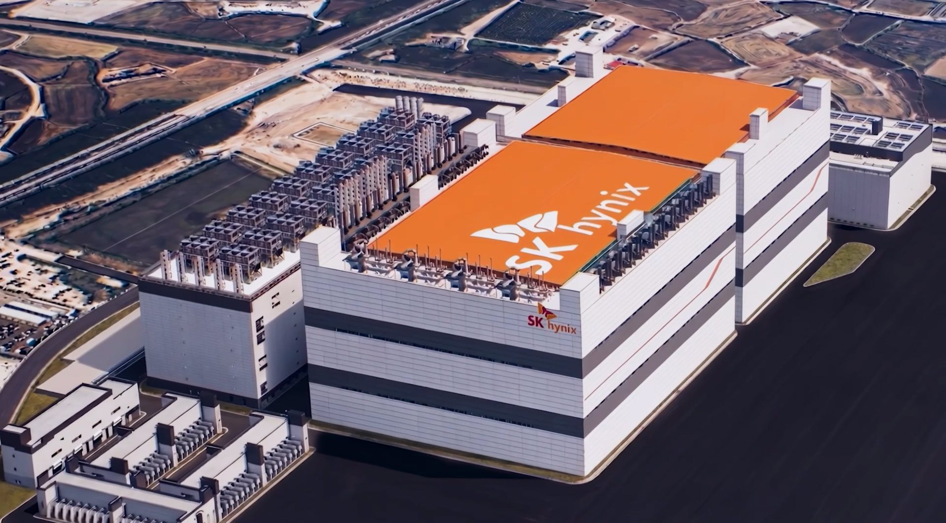 Nhà máy sản xuất bán dẫn của SK hynix tại Hàn Quốc, nhìn từ trên cao