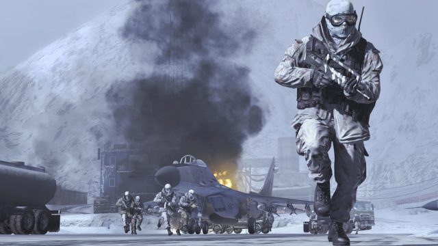 Nhân vật lính trong cảnh tuyết của Call of Duty: Modern Warfare 2 (2009)