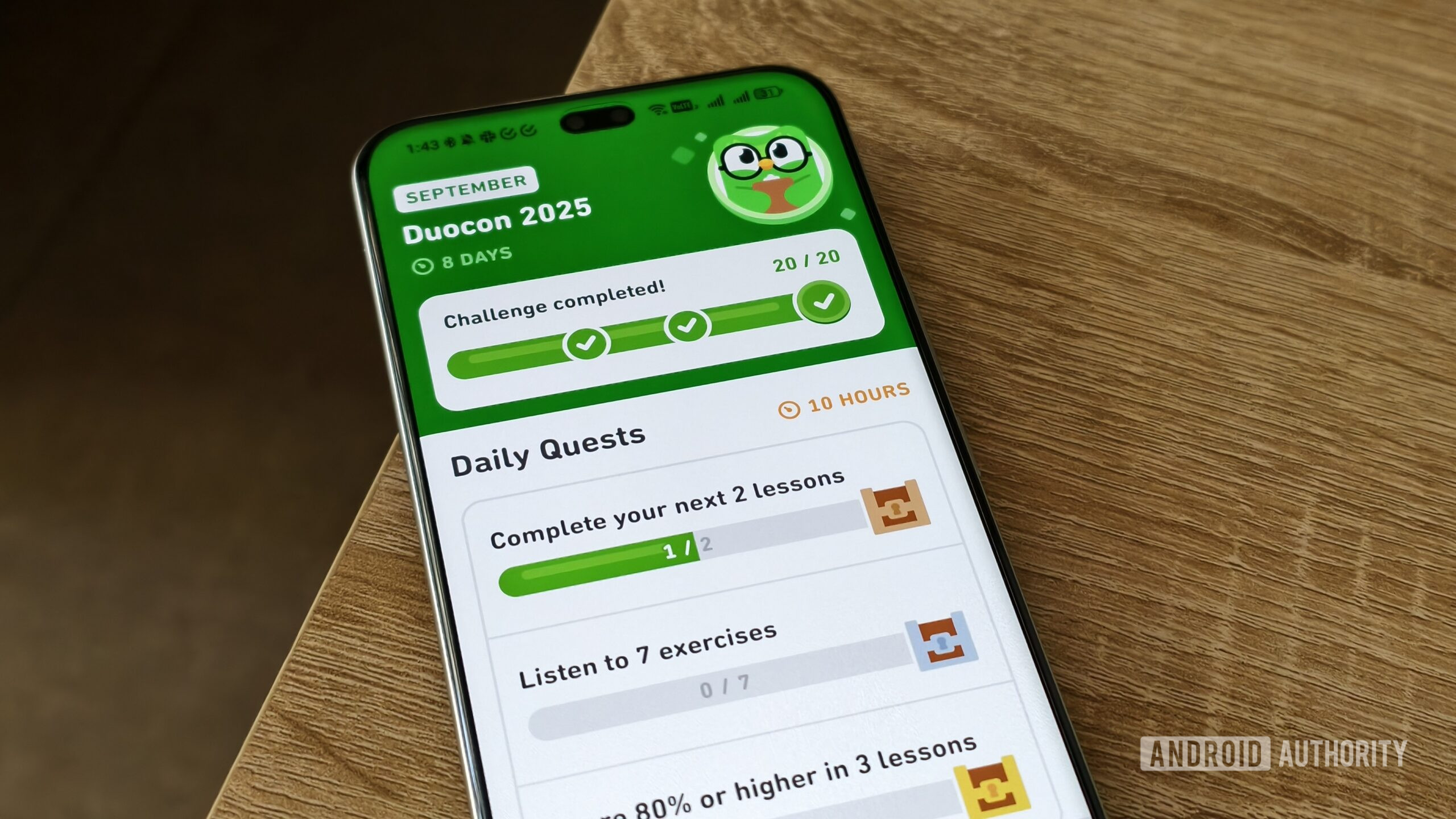 Các nhiệm vụ hằng ngày trên Duolingo phụ thuộc vào việc ứng dụng ghi nhận tiến độ ổn định.
