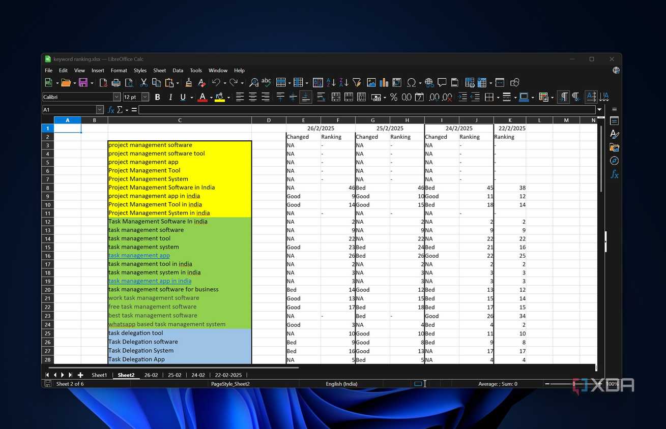Nhiều bảng tính trong LibreOffice Calc