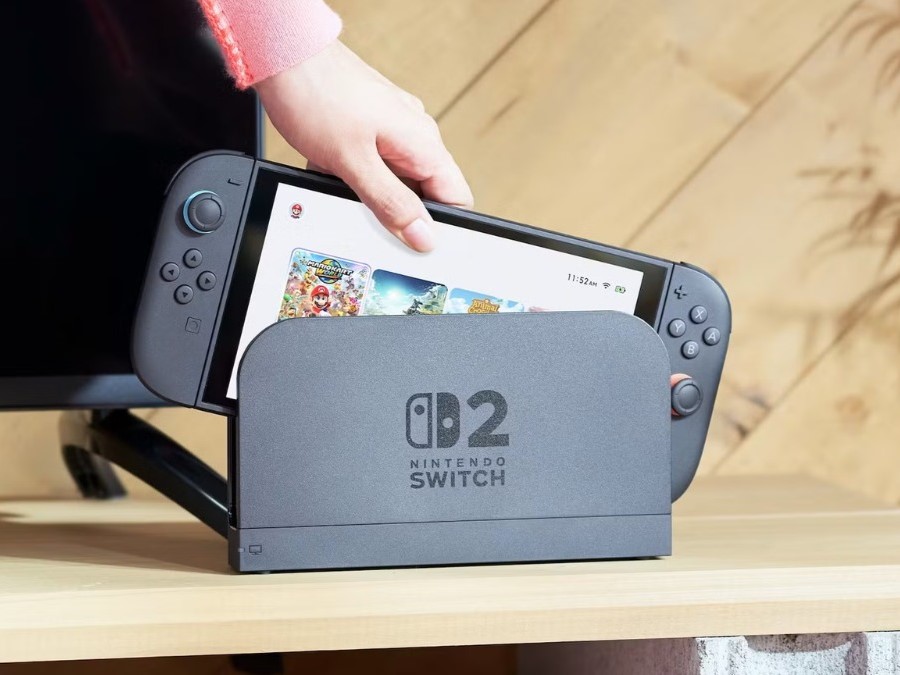 Nintendo Switch 2 và dock đặt trên bàn