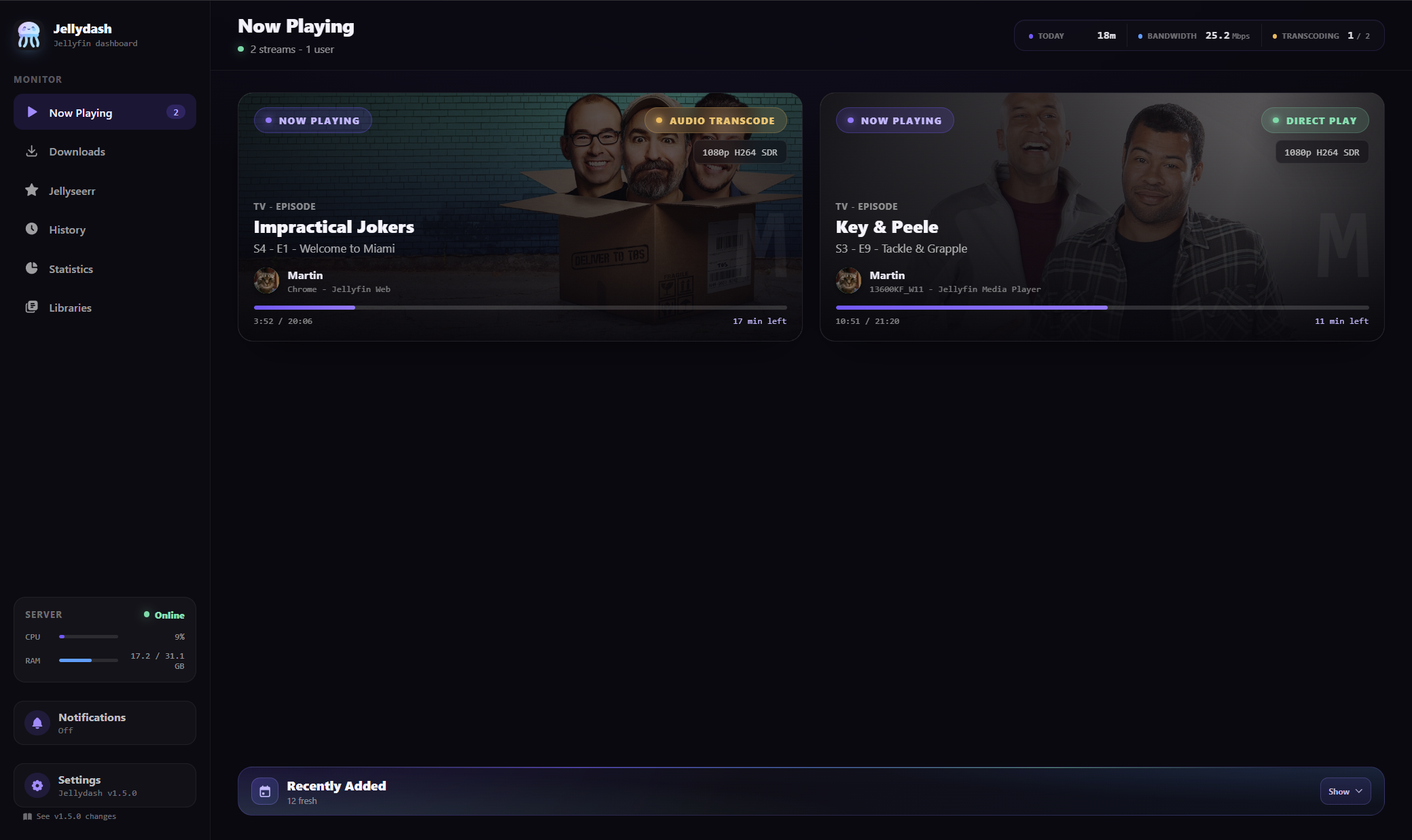 Now Playing with two active streams