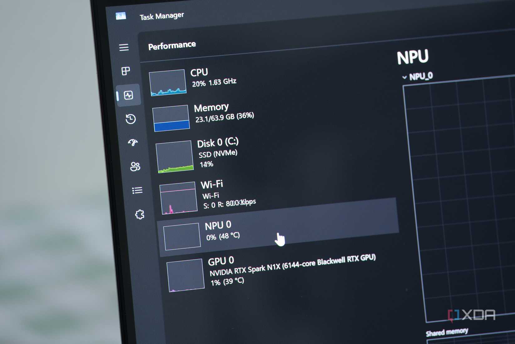 NPU NVIDIA xuất hiện trong Task Manager trên laptop RTX Spark