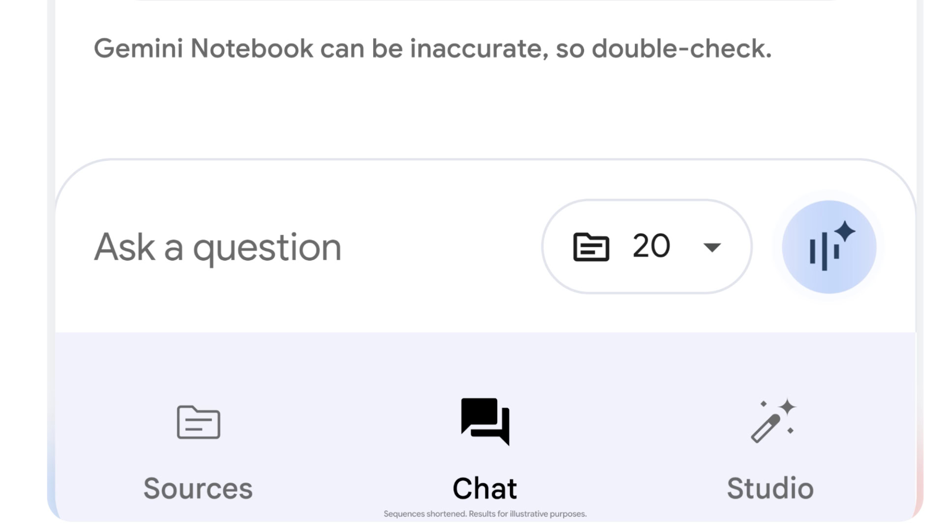 Nút trò chuyện giọng nói ở tab Chat của Gemini Notebook