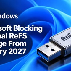 Ổ USB có nhãn ReFS bên cạnh biểu trưng Windows.