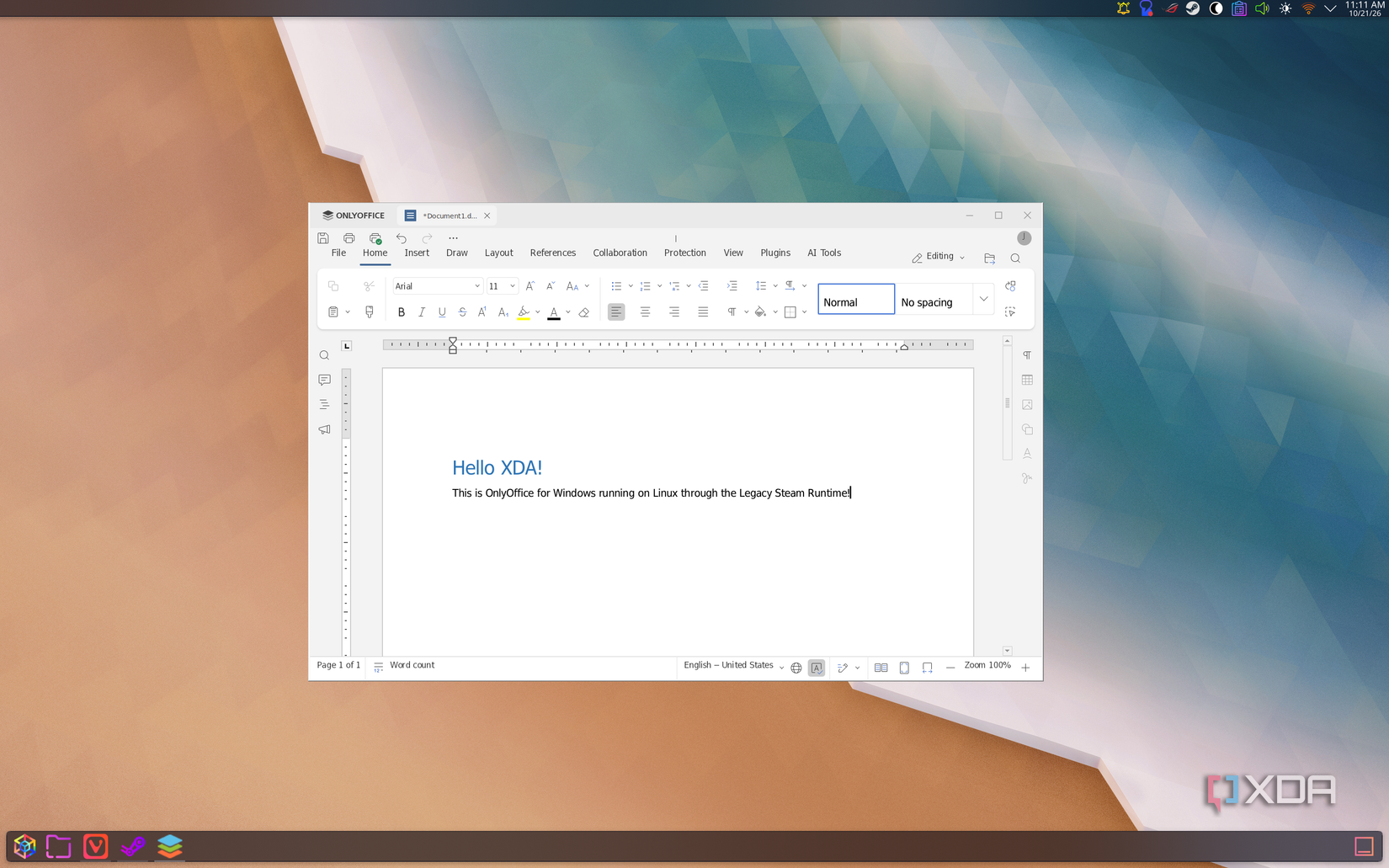 OnlyOffice phiên bản Windows chạy trên Linux qua Steam