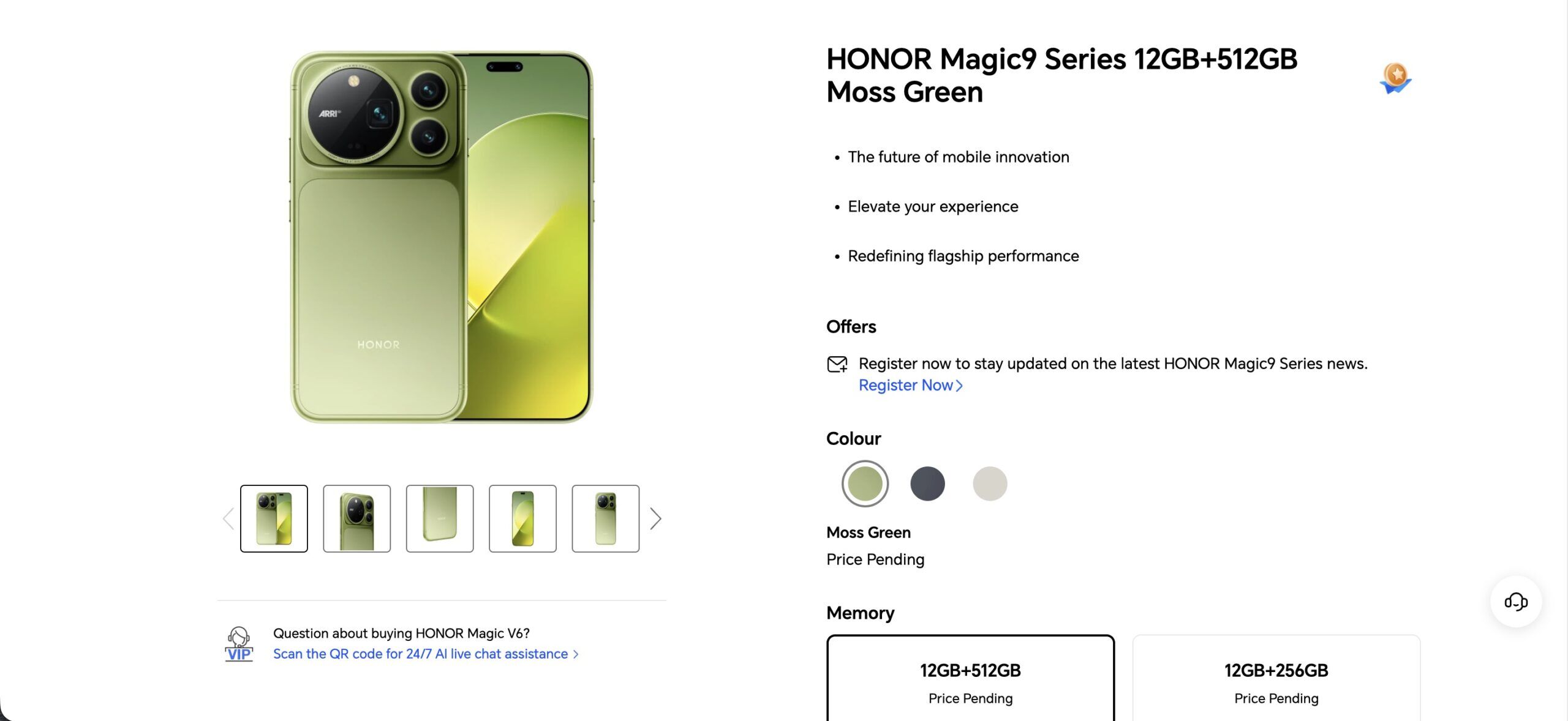 Các phiên bản màu sắc và tùy chọn bộ nhớ của Honor Magic9 Pro Max tại Châu Âu