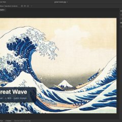 PhotoCraft chỉnh sửa The Great Wave với lớp Curves, Vibrance và văn bản