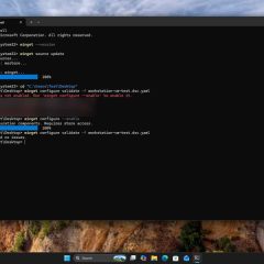 PowerShell hiển thị lỗi configuration not enabled rồi xác nhận file YAML hợp lệ sau khi bật winget configure.