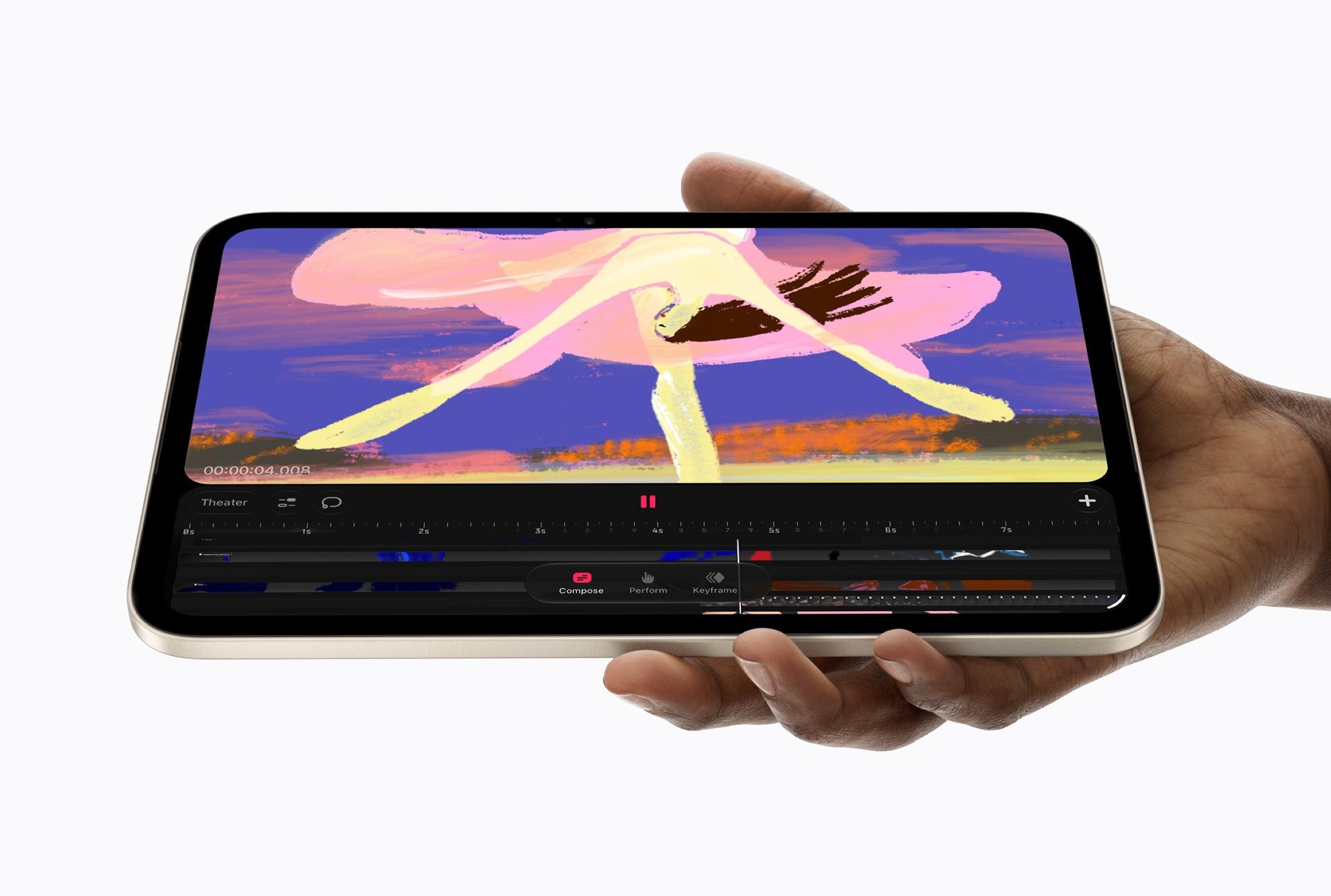 Procreate Dreams trên iPad mini cầm ngang