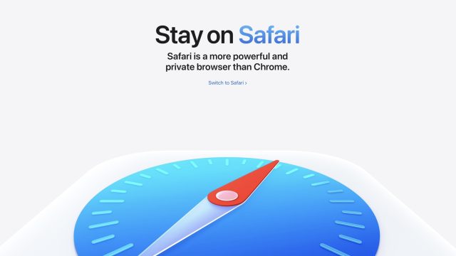 Hình quảng bá Switch to Safari so sánh Safari và Chrome