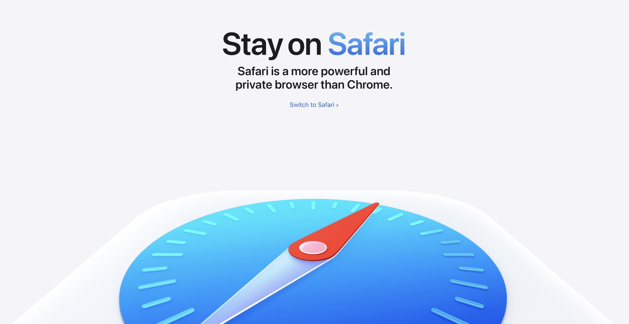 Hình quảng bá Switch to Safari so sánh Safari và Chrome