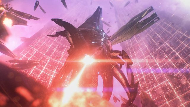 Reaper khai hỏa về phía Citadel trong Mass Effect.