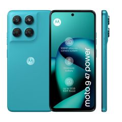 Render rò rỉ Moto G47 Power màu xanh ngọc, thấy mặt trước, mặt lưng và cạnh máy