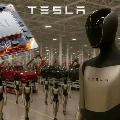 Robot Tesla Optimus và chip AI trong nhà máy