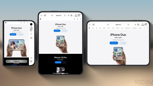 Safari trên màn hình ngoài và màn hình trong iPhone Duo