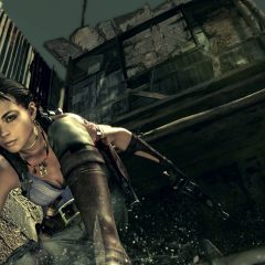 Sheva crouches among debris in Resident Evil 5.