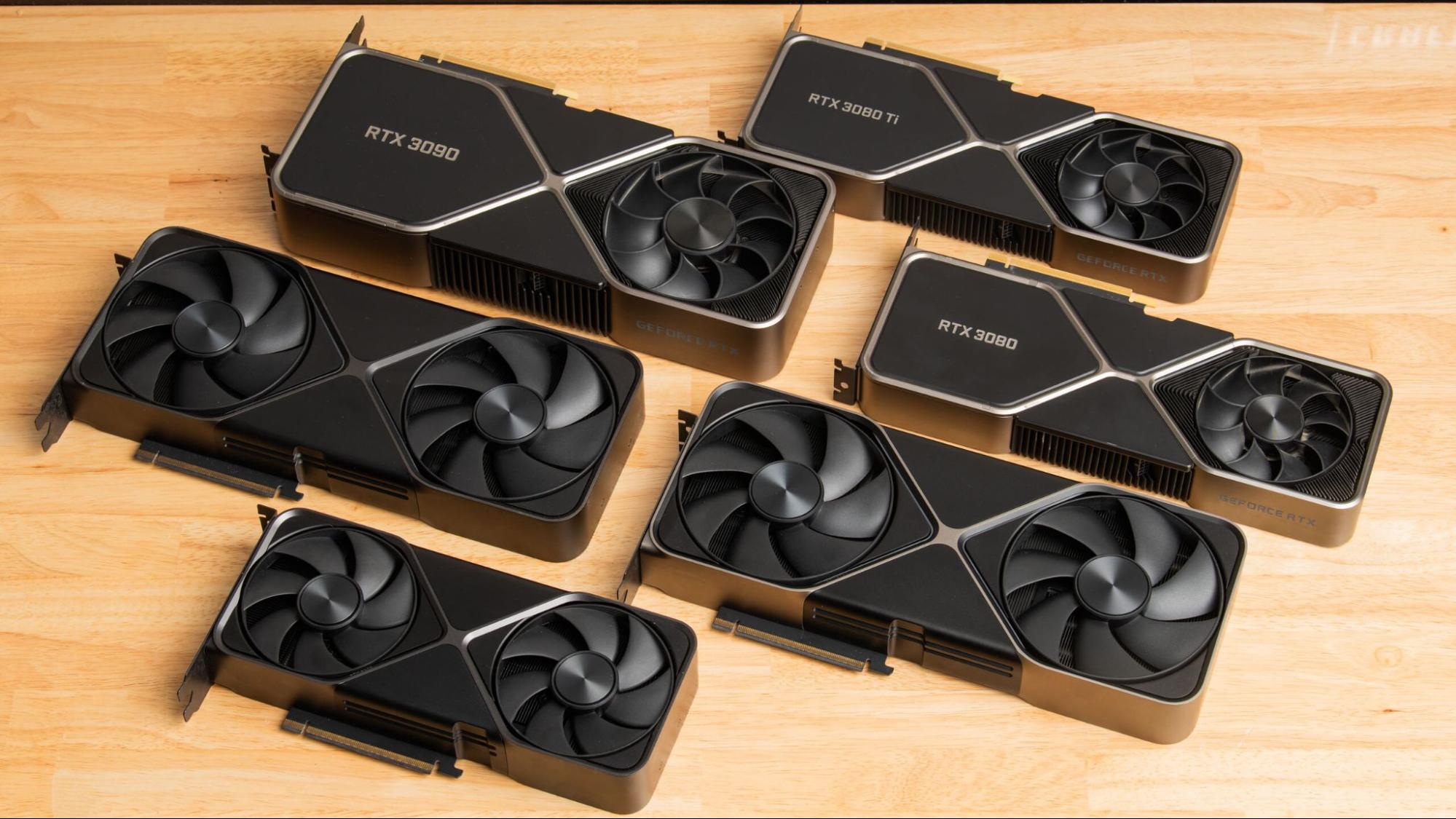 Một số card đồ họa NVIDIA GeForce RTX trên mặt bàn