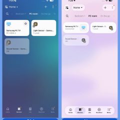 So sánh màn hình Devices SmartThings cũ và mới với các thẻ thiết bị được thu gọn