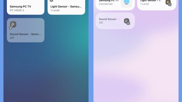 So sánh màn hình Devices SmartThings cũ và mới với các thẻ thiết bị được thu gọn