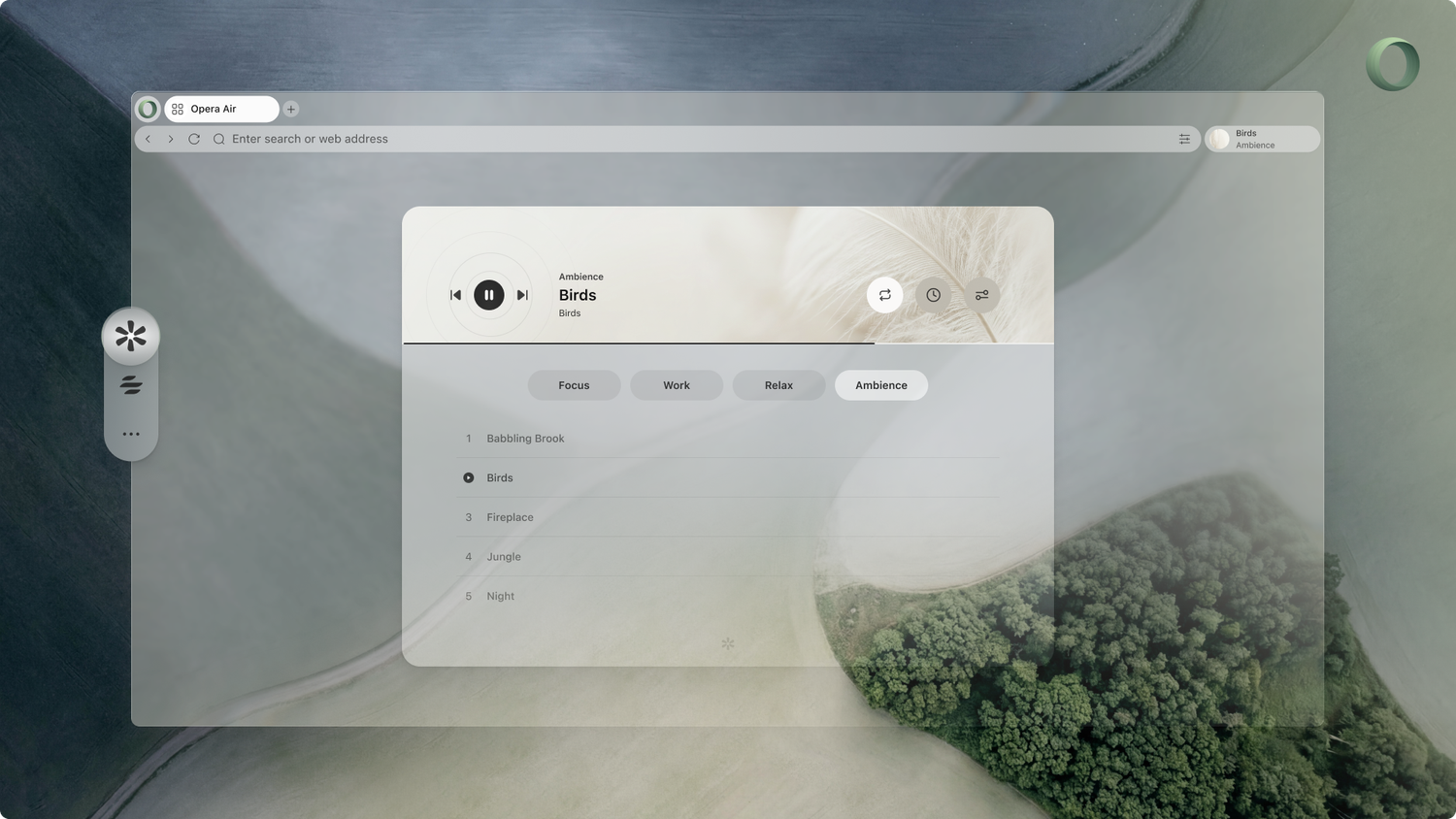 Soundscapes của Opera Air ở giao diện sáng và tối