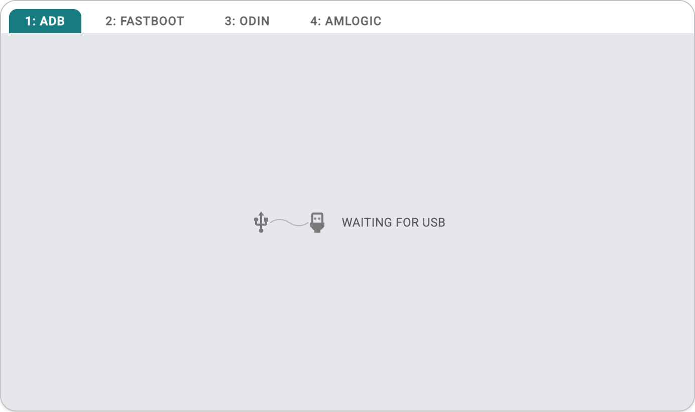 Các tab công cụ Lineage Flash Tools gồm ADB, Fastboot, Odin và Amlogic